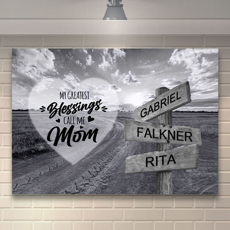 Personalized Name Canvas Wall Art with Dirt Road Best Gift for Family