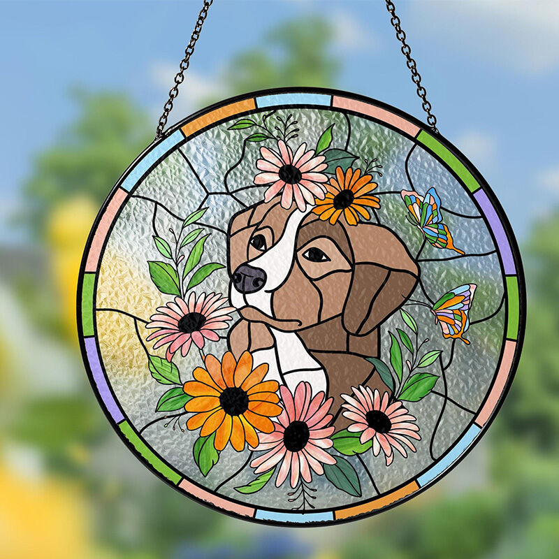 Personalized Pet Photo Glass Hangings Warm Christmas Gift For Pet Lovers