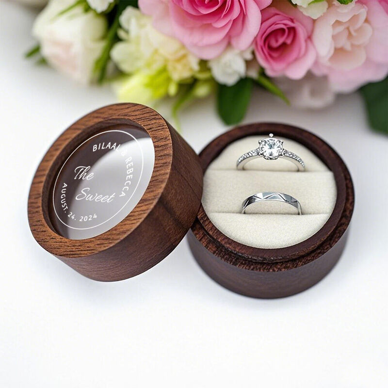 Personalized Walnut Ring Box Eco-Friendly Ring Box Engagement Ring Box Gifts for Valentine's Day