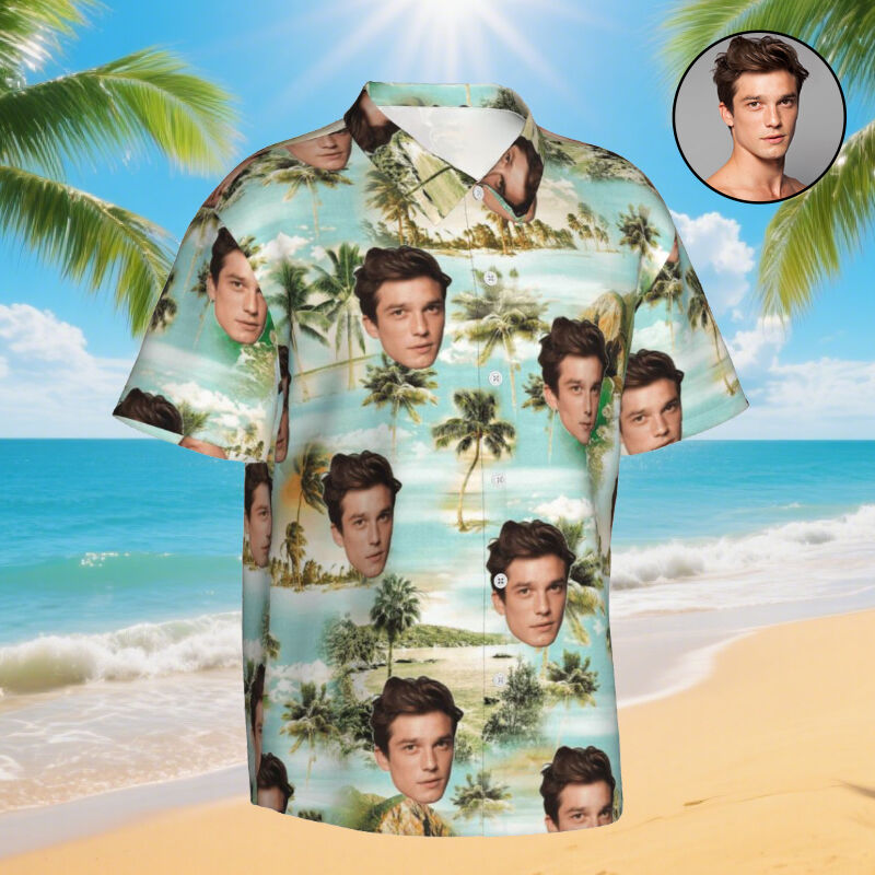 Personalized Hawaiian Shirt Custom Photo Retro Rainforest Print Holiday Look for Men