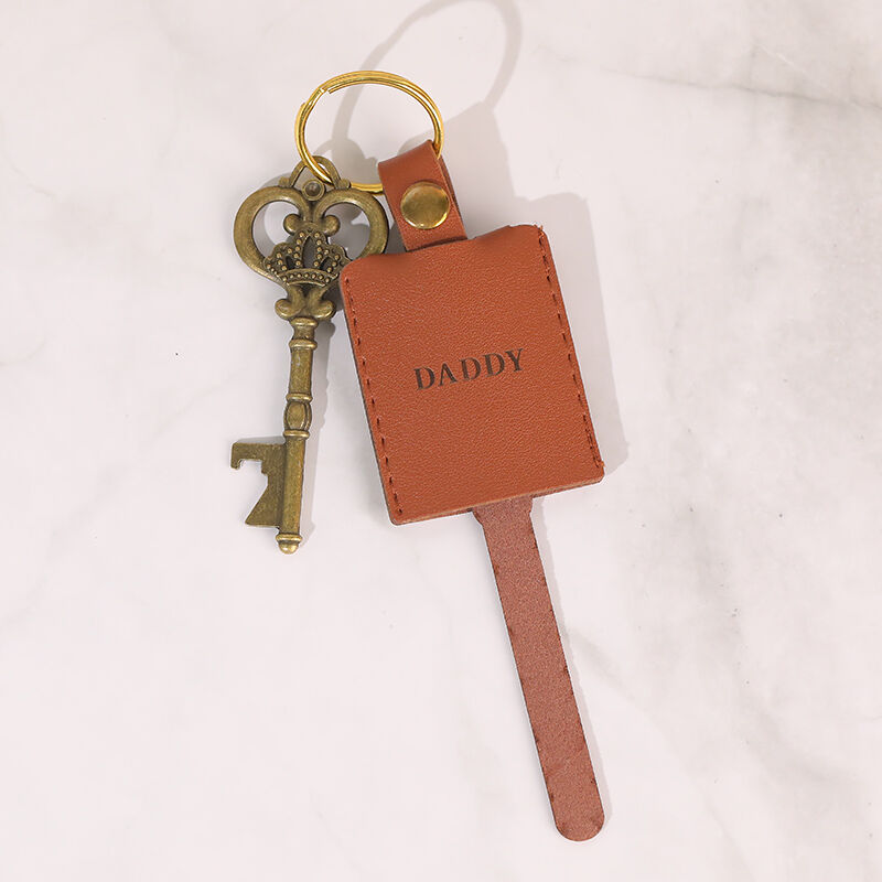 Gepersonaliseerde leren sleutelhanger Aangepaste cadeau voor Kerstmis