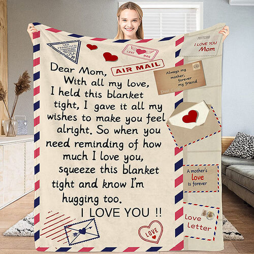 Personalized Flannel Letter Blanket Envelope Heart from Daughter Son to Mom