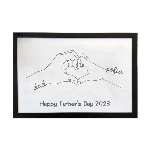 Personalized Hand Drawn Heart Hands Dad & Child Frame