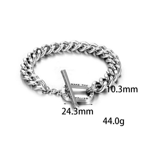 Personalized Simple Titanium Steel T-shaped Buckle Men's Bracelet