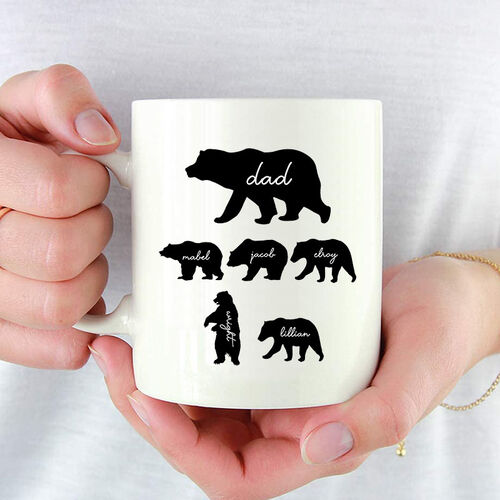 Personalized Mug Daddy Bear and His Babies with Custom Name for Super Dad