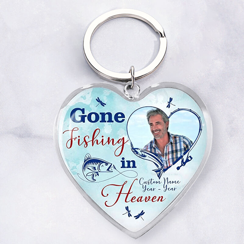 "Gone Fishing in Heaven" Custom Photo Keychain