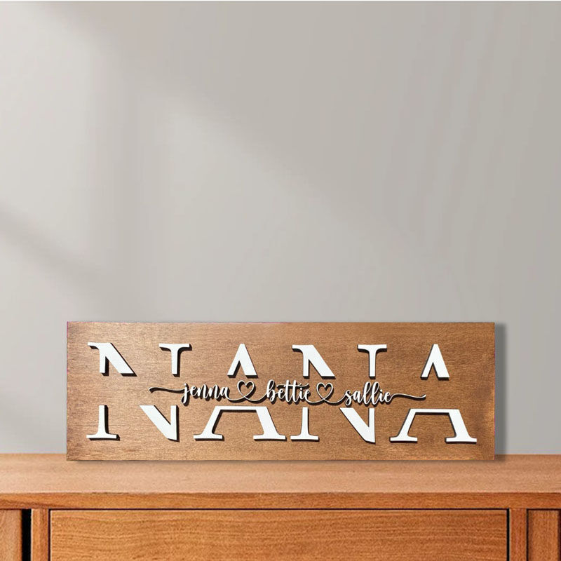 Personalized 3D Name Wooden Plaque for Grandmother
