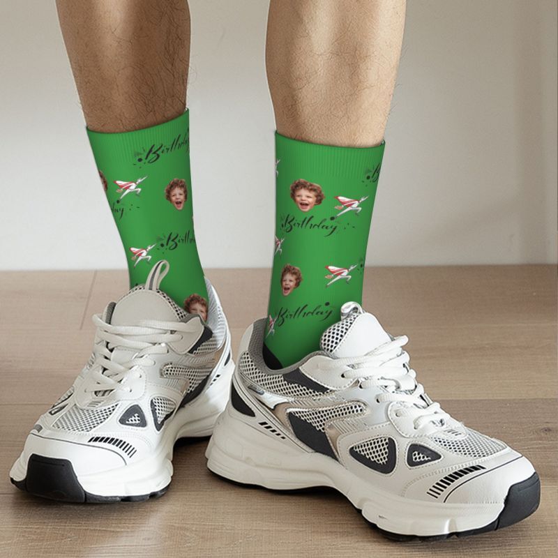 Personalized Face Socks Funny Superman Comfort Socks for Birthdays