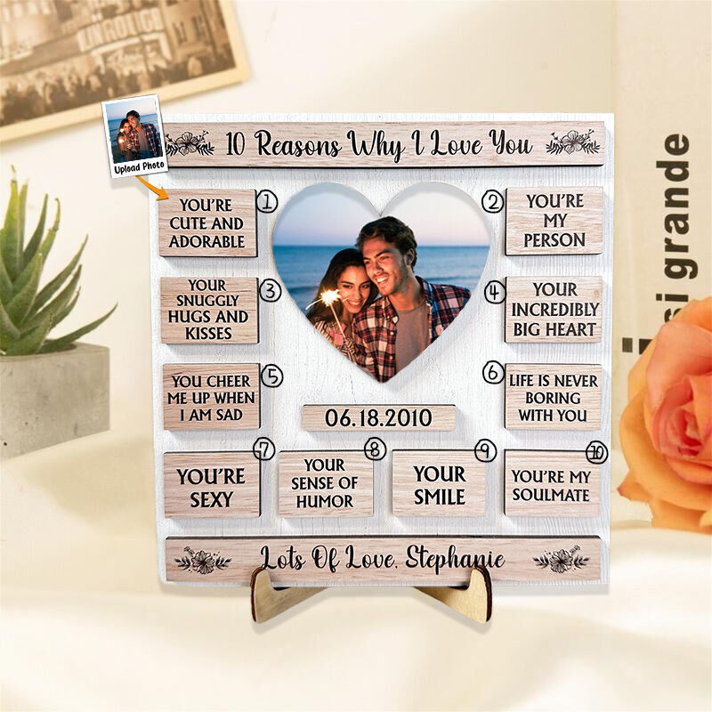 Personalized Picture Frame Romantic Present for Your Love "10 Reasons Why I Love You"