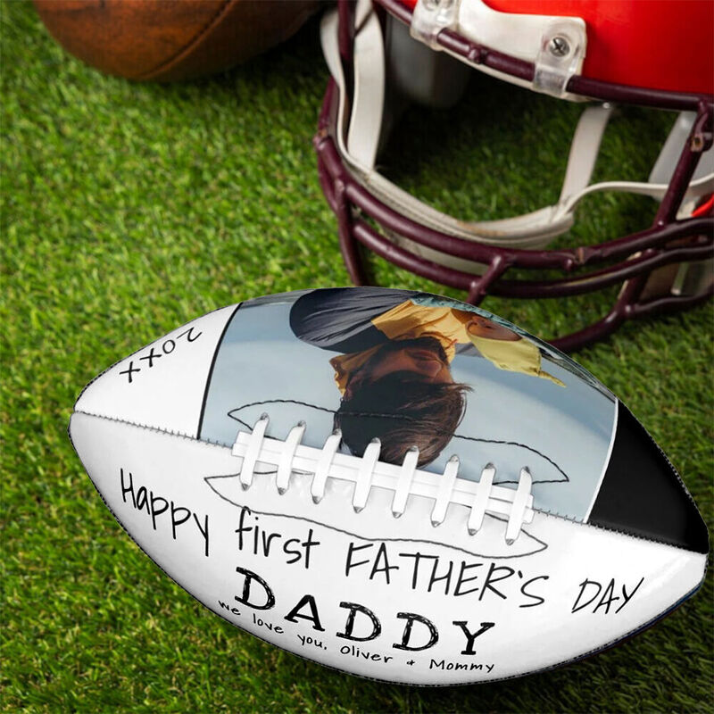 Customized Football "Happy First Father's Day" Exclusive Gift for New Dad