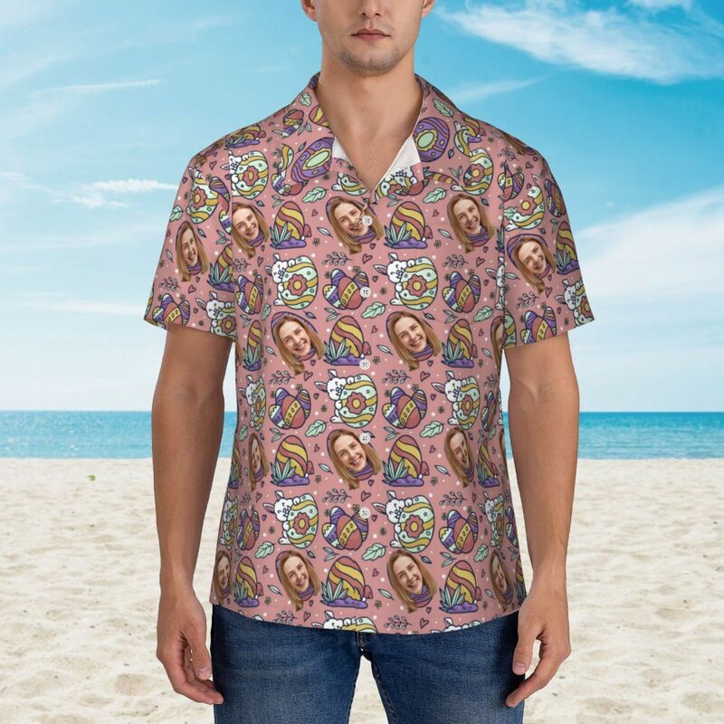 Camisa Hawaiana Personalizada con Huevo de Pascua como Regalo para su Familia