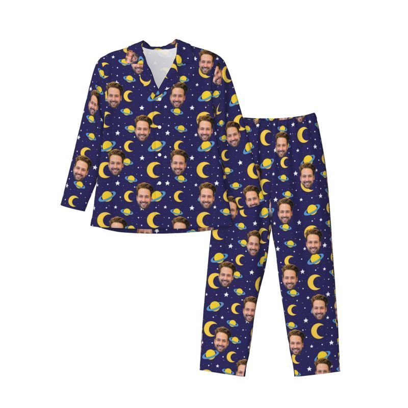 Personalized Pajamas Custom Photo Deep Universe Planet Pattern Design Creative Gift for Family