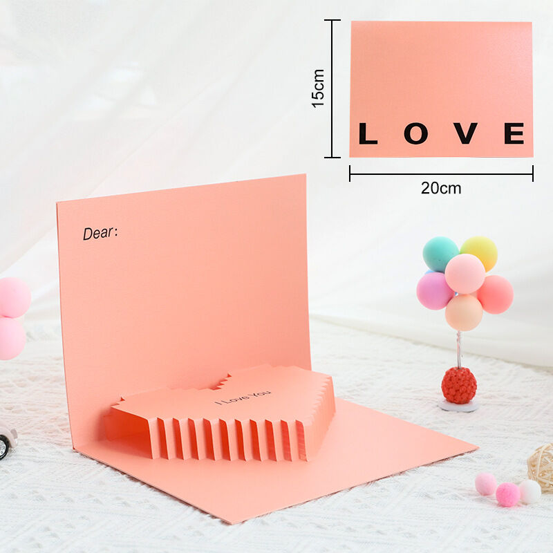 3D-rosa hjärta popup-kort Jag älskar dig-design Romantisk gåva för paren