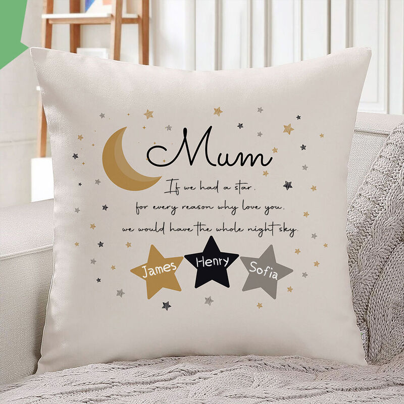Coussin personnalisé avec les noms des enfants Coussin pour maman Petites étoiles Cadeau pour maman