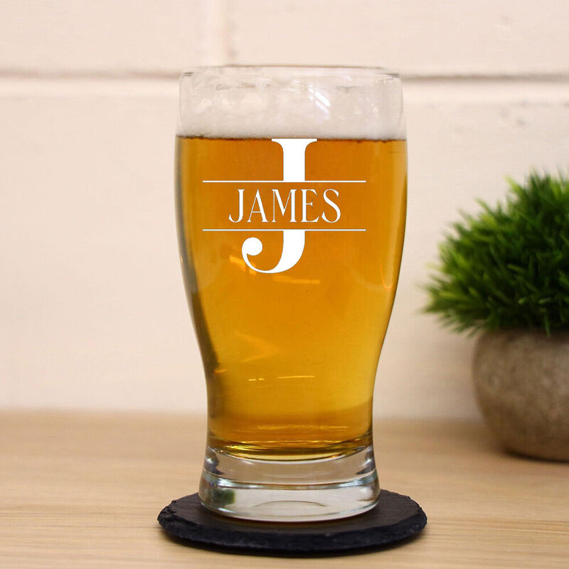 Bicchiere da birra con nome personalizzato e lettera Regalo semplice per papà