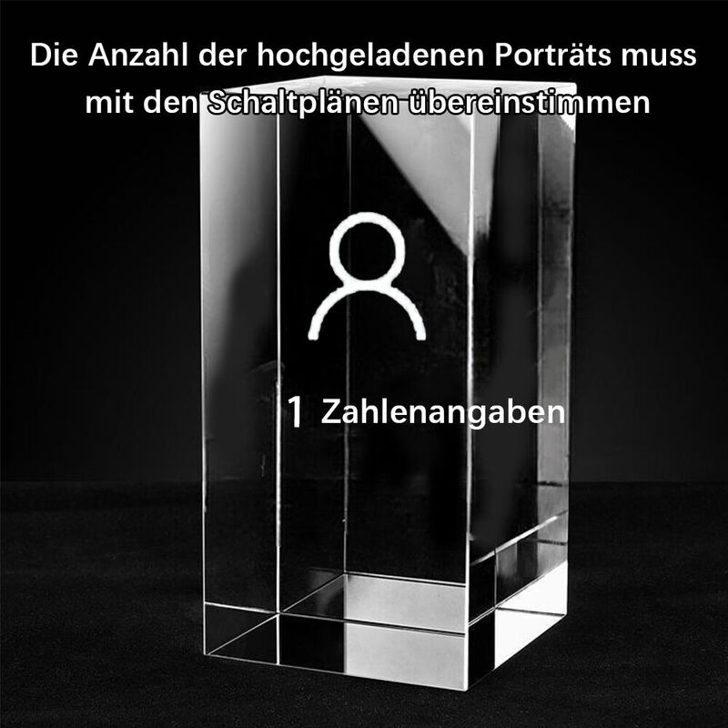 Individuell gestaltete 3D-Kristallfotos zum Gedenken an verstorbene Angehörige als Beileidsgeschenke für die Familie