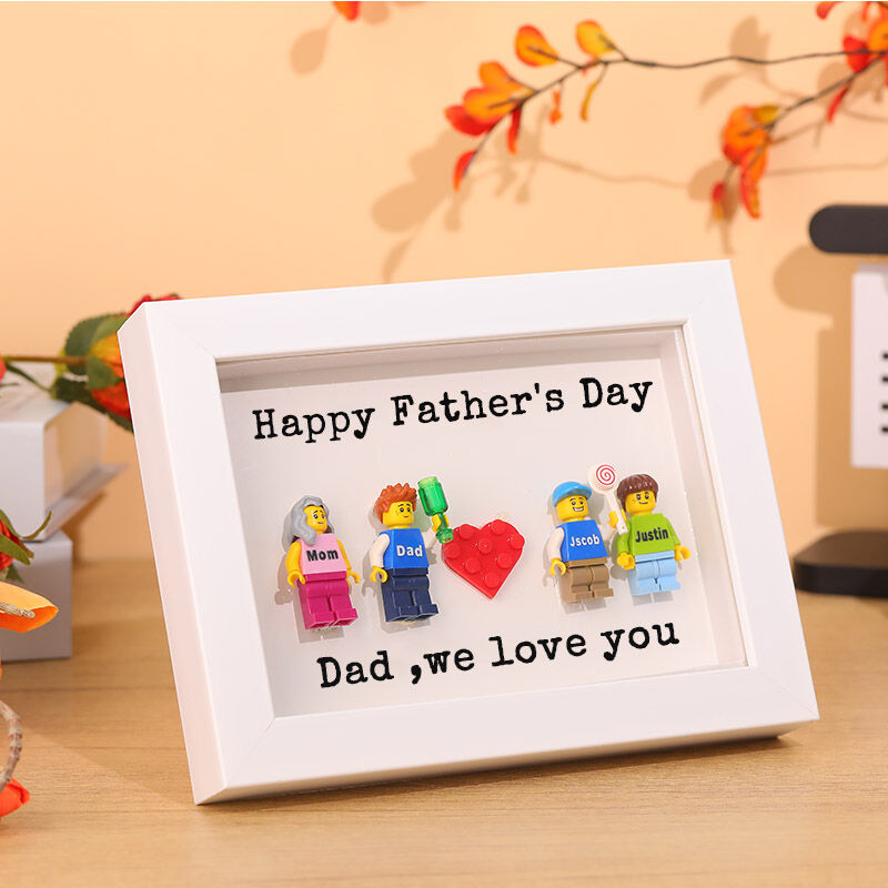 Personalized Building Block Minifigure Photo Frame Special Gift for Dad