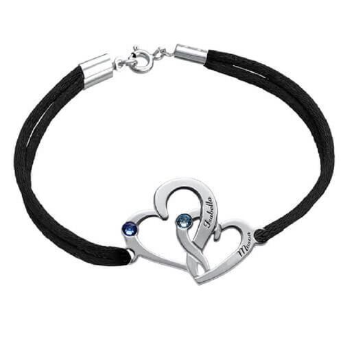Ineinander verschlungene Herzen Armband mit Geburtssteinen