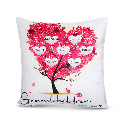 "Grandchildren Fill A Place In Your Heart" Custom Family Tree Name Pillow