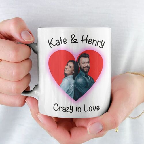 Taza personalizada de foto de pareja en corazón de amor regalo para san valentín
