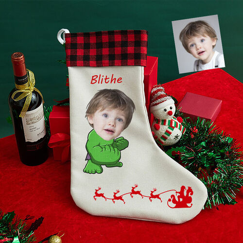 Calzini Natalizi Personalizzati con Foto dei Bambini Regalo per Natale