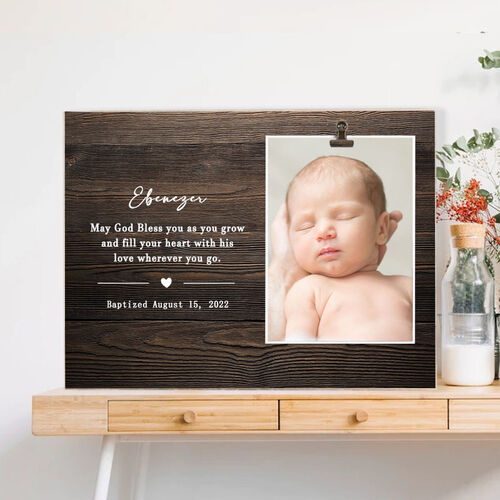 Personalisierter Bilderrahmen Taufe Geschenk für neugeborenes Baby "Gold Bless You"