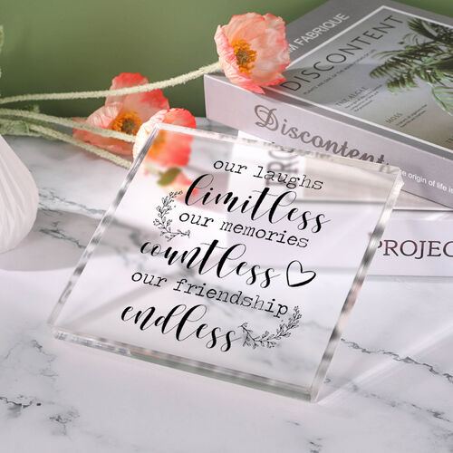 Gift for Dear Friends "Our Laughs Limitless" Square Acrylic Plaque