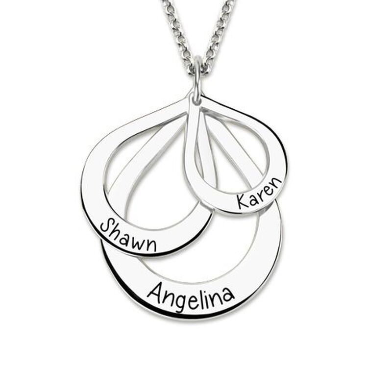 "We Are Together" Engraved Drop Shaped Name Necklace