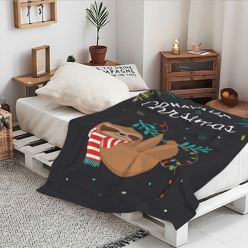 Amazing Blanket with Cute Sloth Pattern Cute Gift for Child "Have A Lazy Christmas"