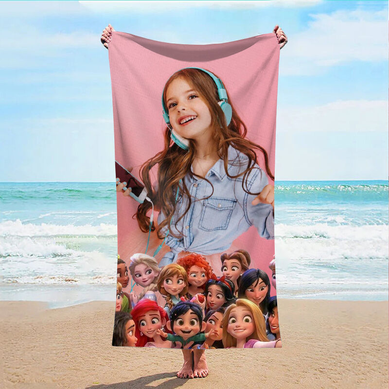 Personalized Photo Bath Towel With Princess Patterns In Multiple Styles Warm Christmas Gift for Girl