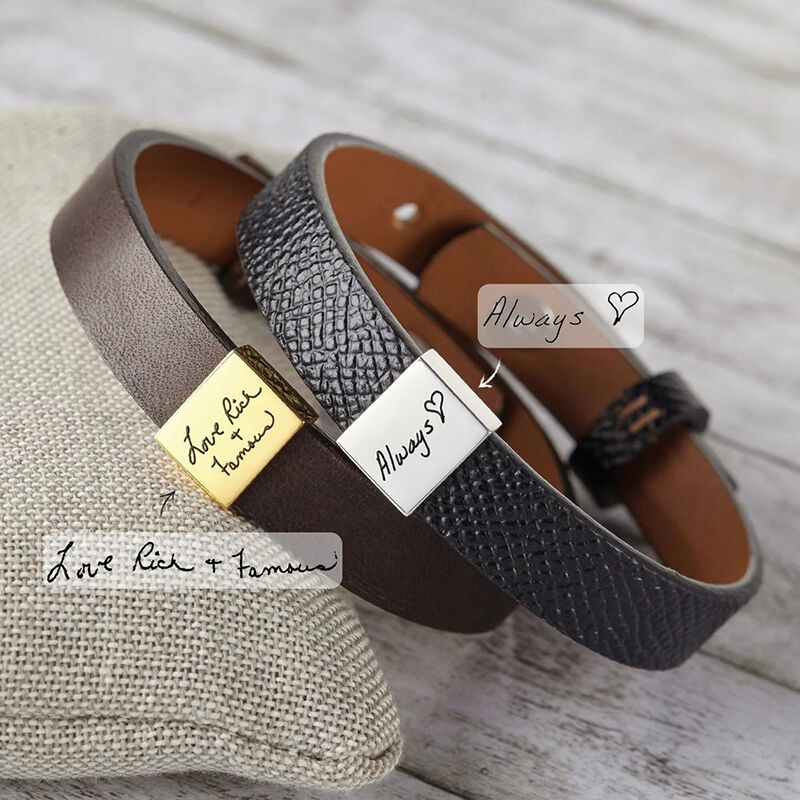 Personalized Men's Bracelet Customized Handwritten Photo Warm Gift