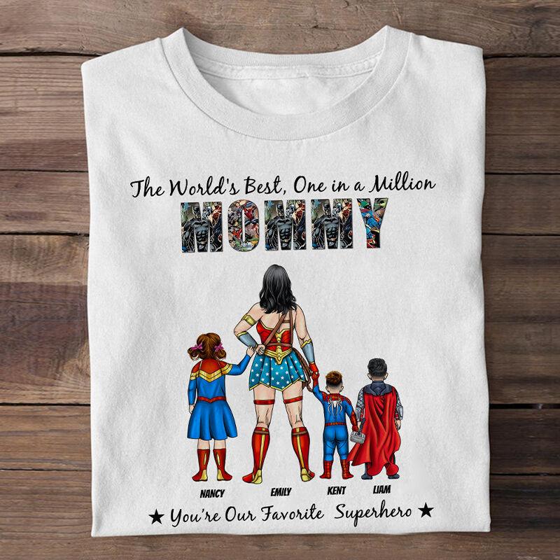 Gepersonaliseerd T-shirt The World's Best One In A Million met optionele held Geweldig Moederdagcadeau