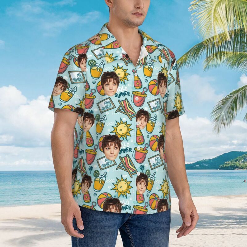 Camicie hawaiane personalizzate da uomo con stampe sulla spiaggia per famiglia