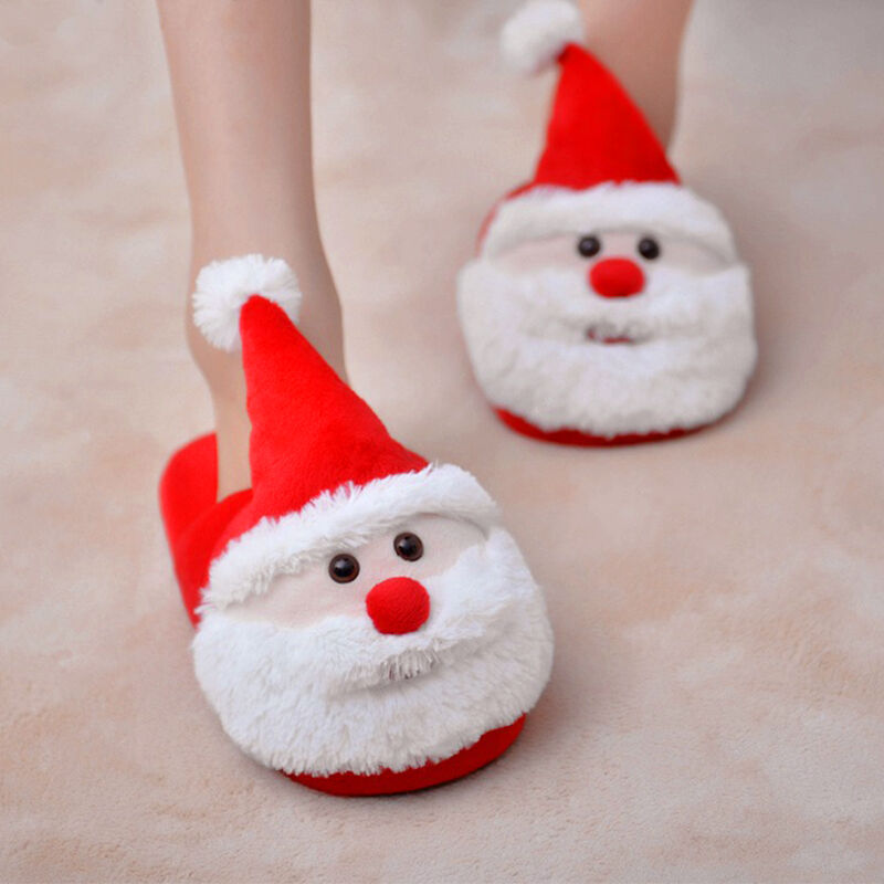 Santa Claus Cotton Slippers Indoor Warm Cute Christmas Gift for Kids and Adults