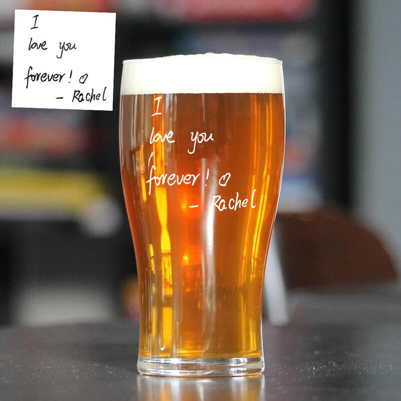 Verre à bière personnalisé avec écriture manuscrite Cadeau amusant pour votre amour