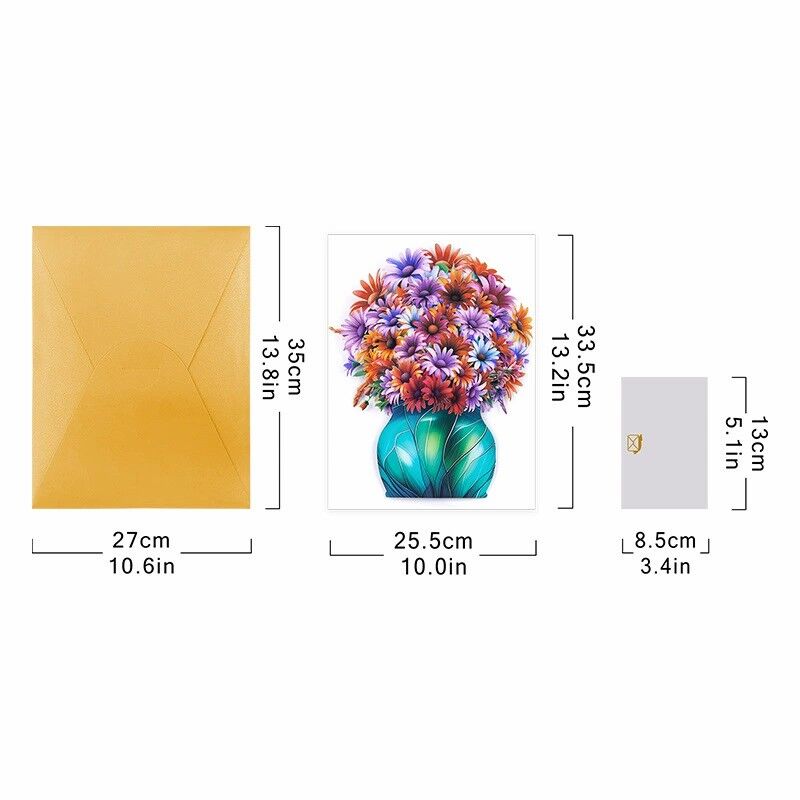 3D Pop Up Card Flourish Blooming Bouquet Art Design Perfect Gift for Mother's Day