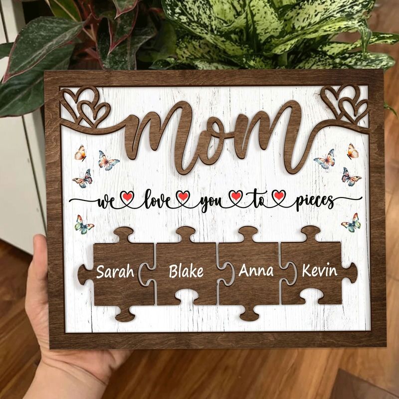 Personalisierte Name Puzzle Rahmen Mama Wir lieben dich in Stücke Schmetterling Design Perfektes Geschenk zum Muttertag
