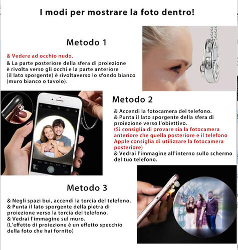 Bracciale personalizzato con proiezione di foto e diamanti Bellissimo regalo