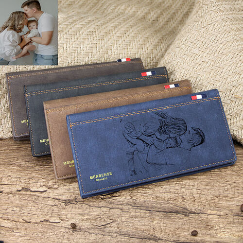 Personalized Long Wallets for Men Custom Family Photos for Him