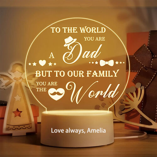 Personalisierte Acryl Plaque Lampe Papa ist die Welt mit kreativen Design für den Vatertag
