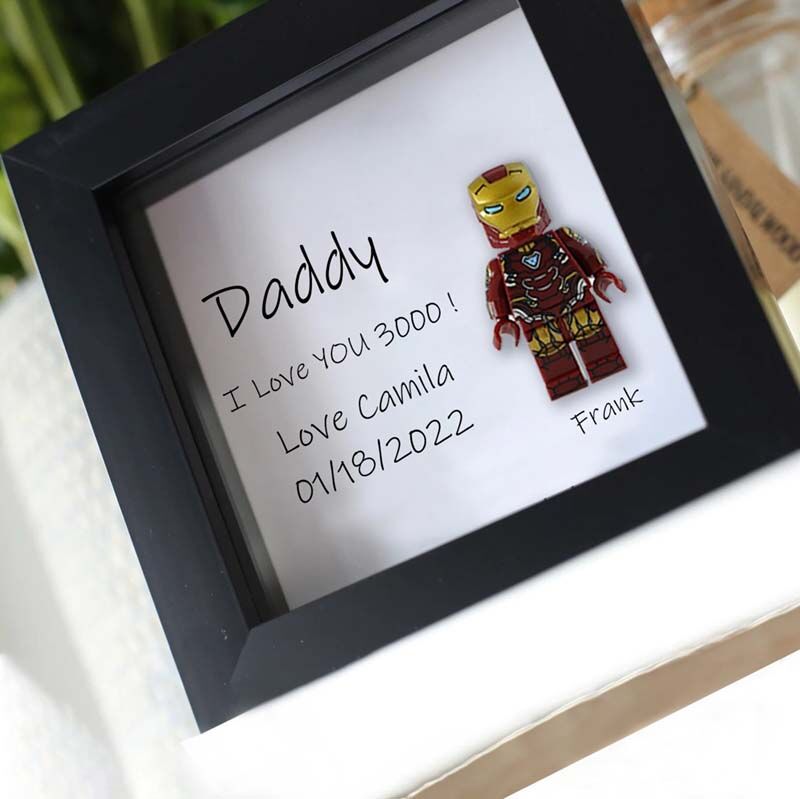 "Daddy, I Love you 3000" Personalised Superhero Frame White
