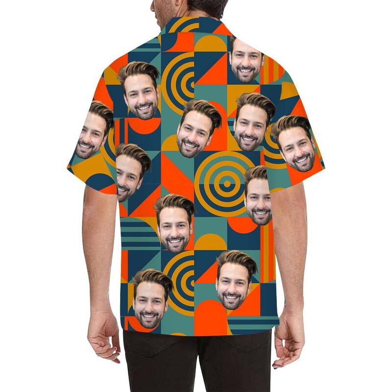 Custom Face Pattern Combination Men's All Over Print Hawaiian Shirt