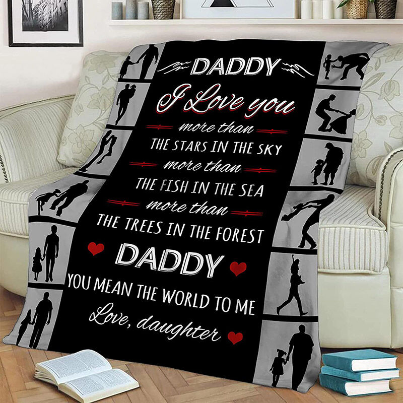 Love Letter Blanket Beautiful Gift for Daddy "I Love You More Than The Stars In The Sky"