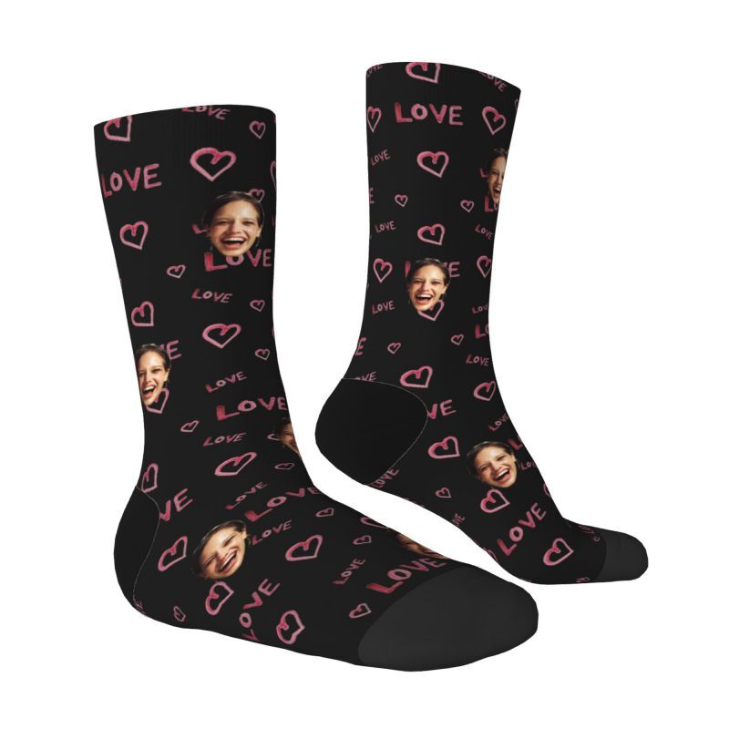 Individuelle Gesicht Socken Liebe Herz Text Valentinstag Geschenk