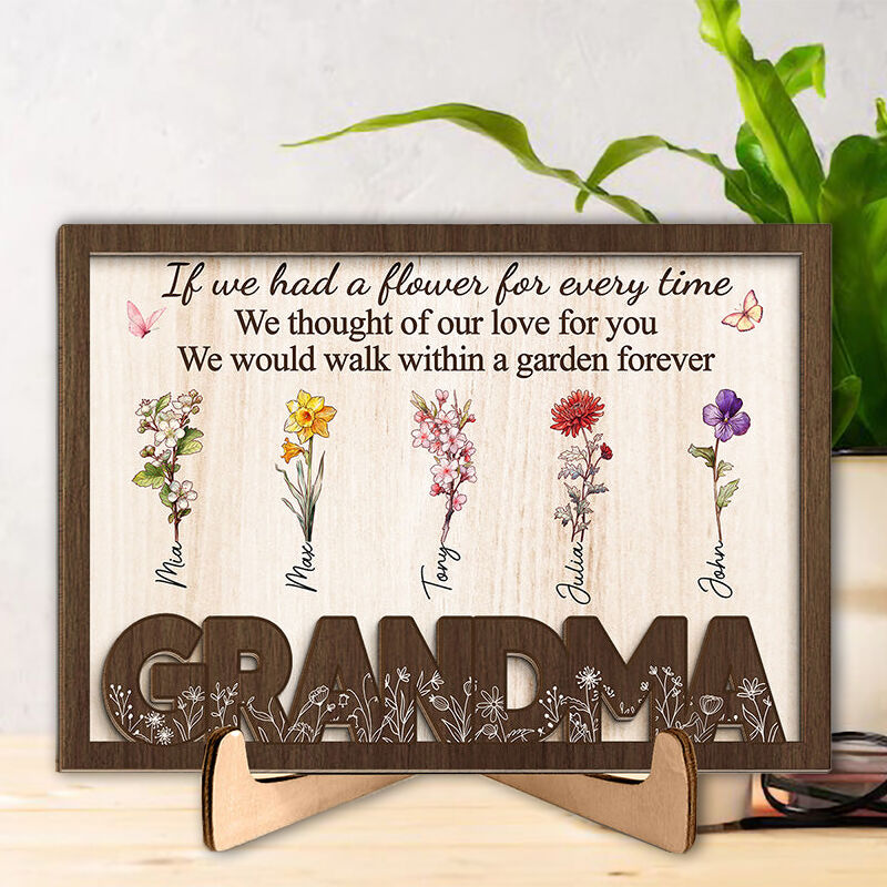 Personalized Birth Flower Frame We Would Walk Within Your Garden Forever Pretty Meaningful Gift for Mother's Day
