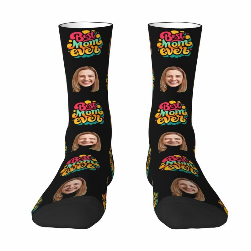 "BEST MOM EVER" Personalized Face Socks Birthday Gift for Mom