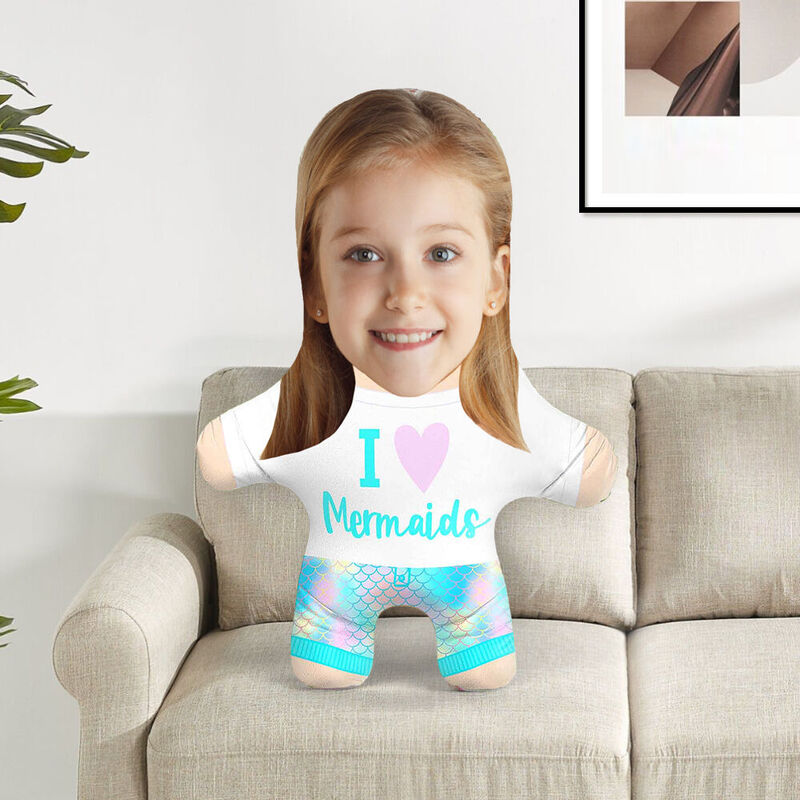 Coussin de visage personnalisé Idée de sirène Coussin photo Cadeau d'anniversaire pour elle
