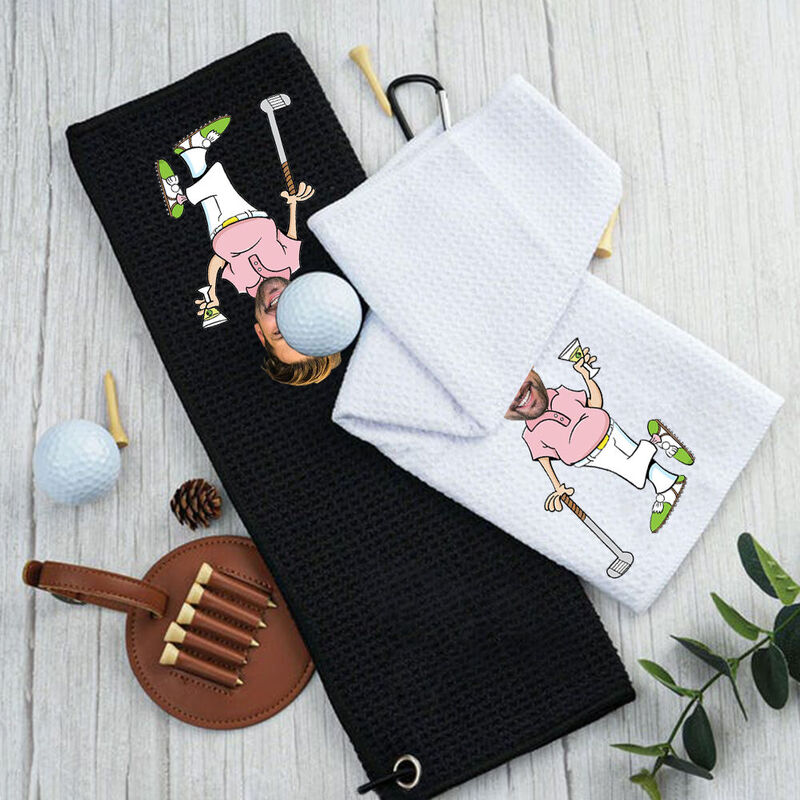 Custom Golf Towel Funny Big Belly Golfer Cartoon Effect Gift for Men