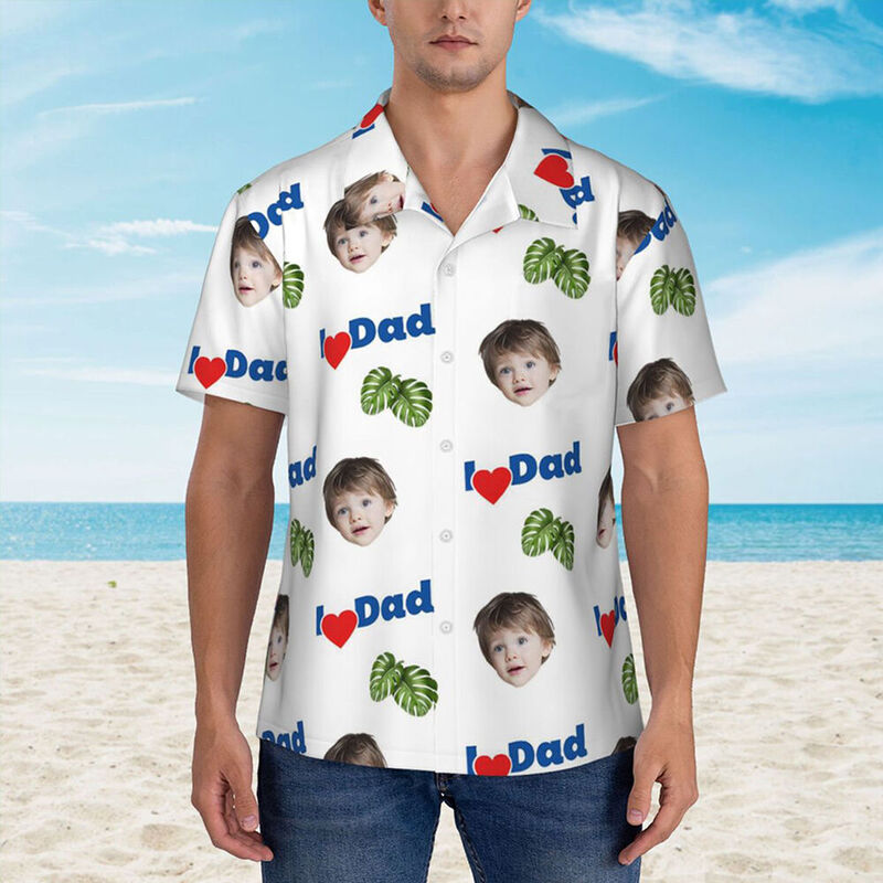 "I Heart Dad" Personalized Hawaiian Shirt Special Father's Day Gift for Dad