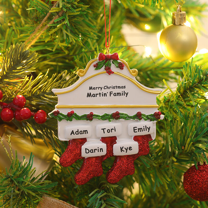 Personalized Christmas Stocking Hanging Ornaments with Family Names